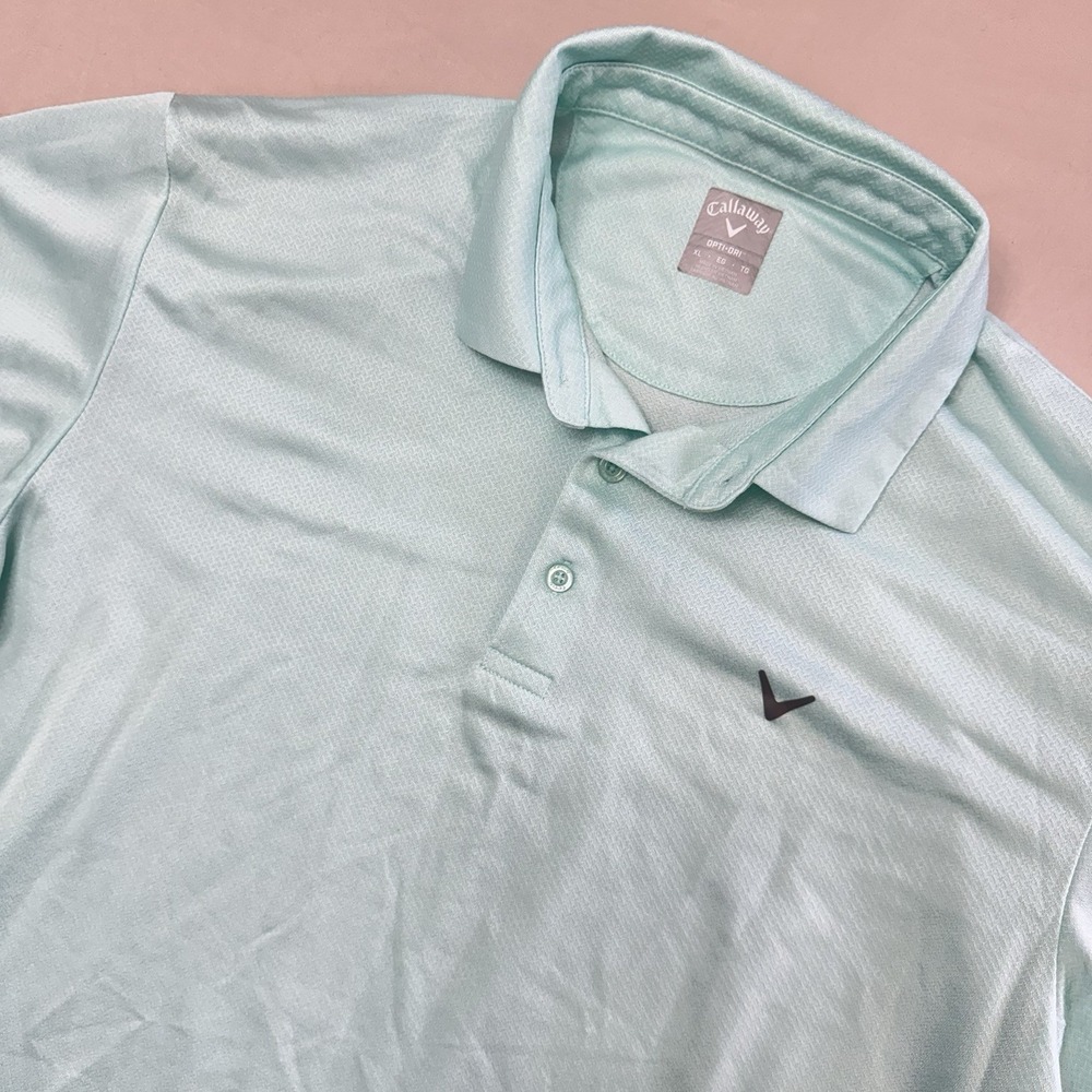 Callaway Opti Dri Polo Shirt Mens XL Mint Green Golf Performance Short Sleeve